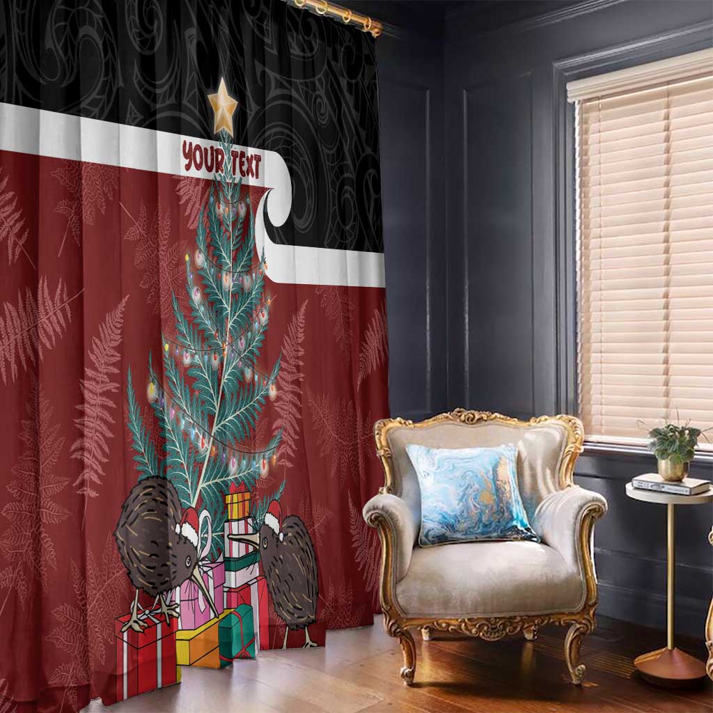 Personalised New Zealand Maori Christmas Window Curtain Xmas Fern Mix Kowhawhai LT7 - Polynesian Pride