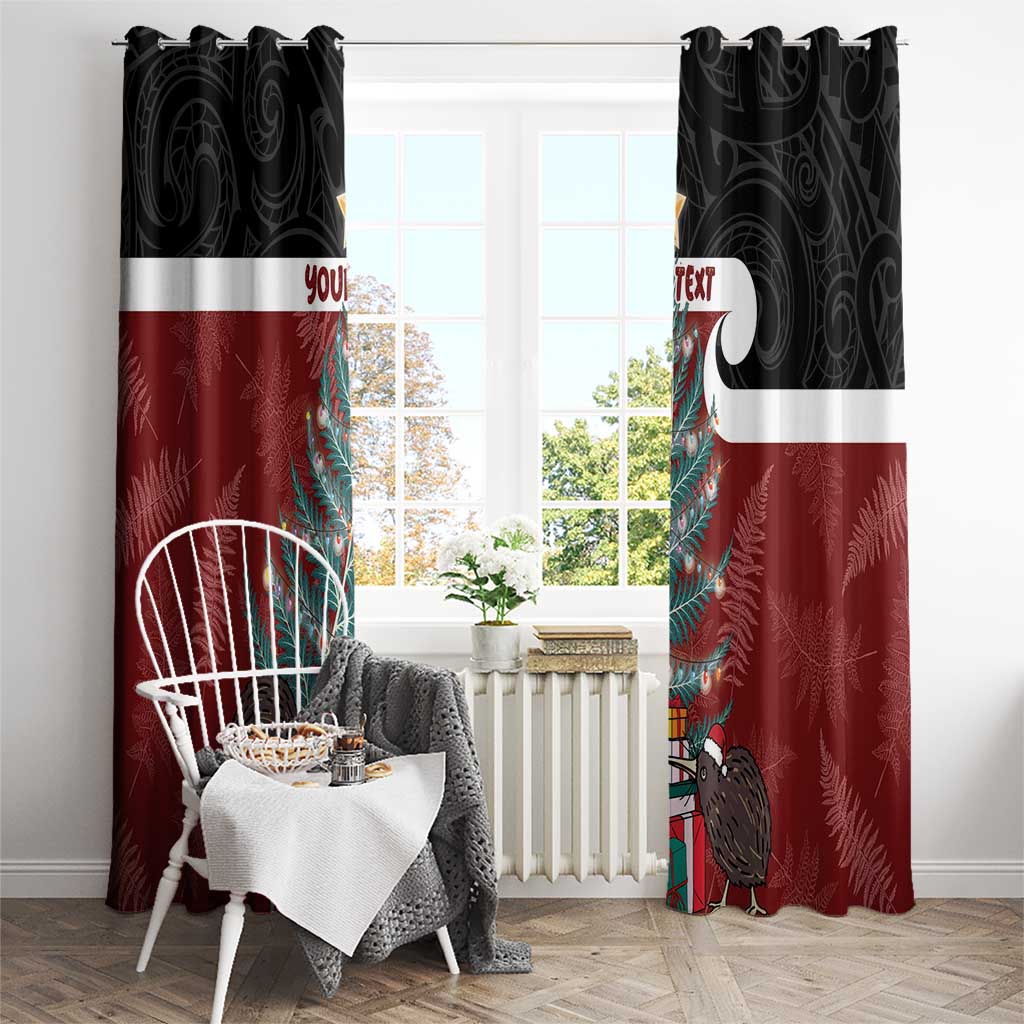 Personalised New Zealand Maori Christmas Window Curtain Xmas Fern Mix Kowhawhai LT7 - Polynesian Pride