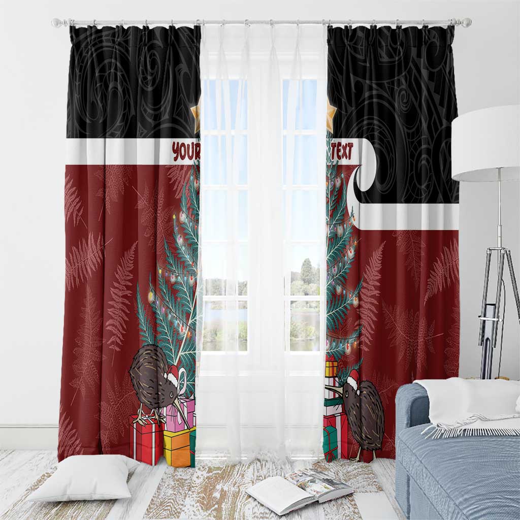 Personalised New Zealand Maori Christmas Window Curtain Xmas Fern Mix Kowhawhai LT7 - Polynesian Pride