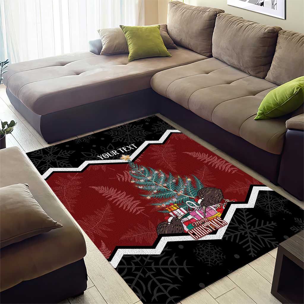 Personalised New Zealand Christmas Area Rug Xmas Fern and Kiwi Birds LT7 - Polynesian Pride