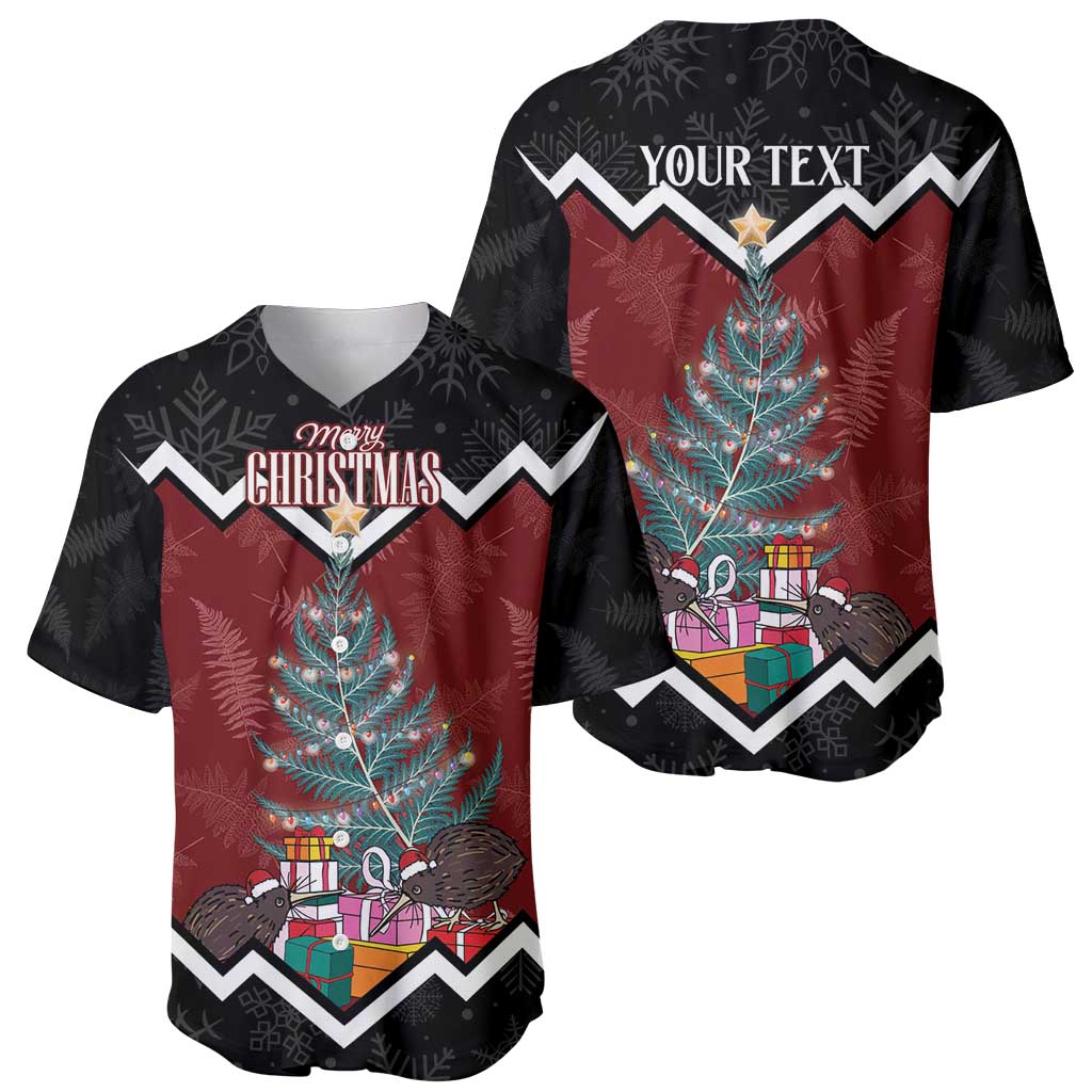 Personalised New Zealand Christmas Baseball Jersey Xmas Fern and Kiwi Birds LT7 - Polynesian Pride