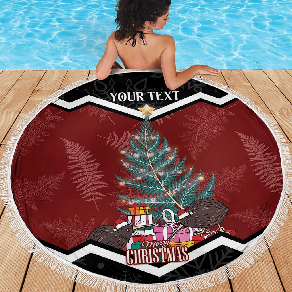 Personalised New Zealand Christmas Beach Blanket Xmas Fern and Kiwi Birds LT7 - Polynesian Pride