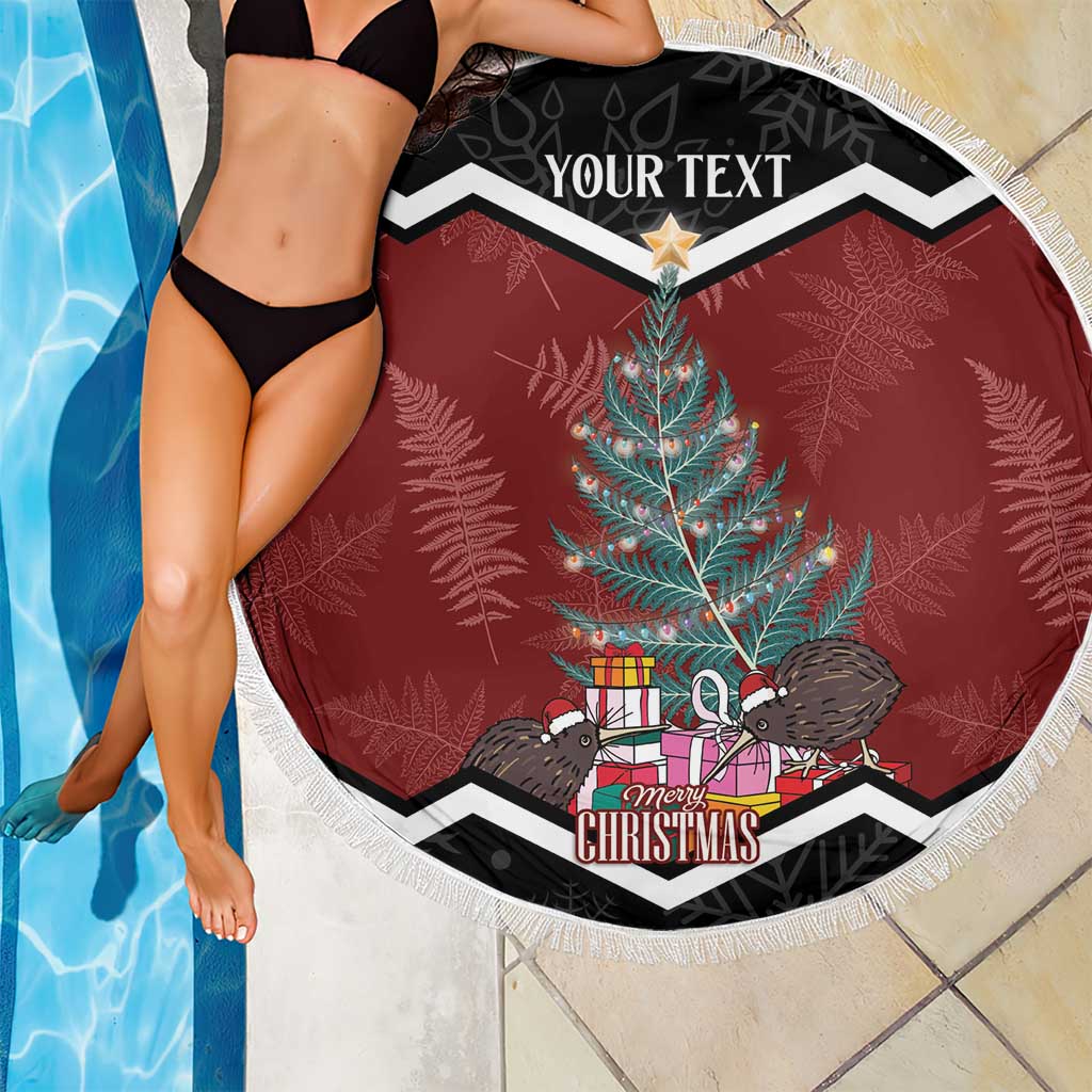 Personalised New Zealand Christmas Beach Blanket Xmas Fern and Kiwi Birds LT7 - Polynesian Pride
