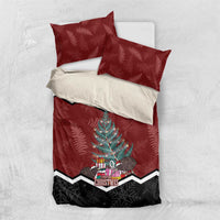 Personalised New Zealand Christmas Bedding Set Xmas Fern and Kiwi Birds LT7 US Twin 172cm x 218cm Black - Polynesian Pride