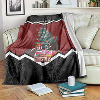 Personalised New Zealand Christmas Blanket Xmas Fern and Kiwi Birds LT7 Black - Polynesian Pride