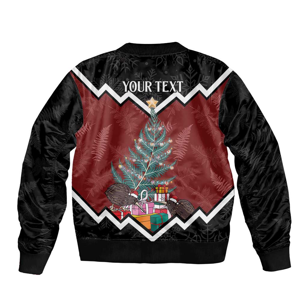Personalised New Zealand Christmas Bomber Jacket Xmas Fern and Kiwi Birds LT7 - Polynesian Pride