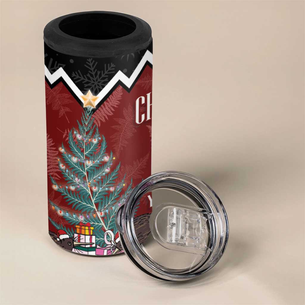 Personalised New Zealand Christmas 4 in 1 Can Cooler Tumbler Xmas Fern and Kiwi Birds LT7 - Polynesian Pride
