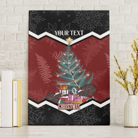 Personalised New Zealand Christmas Canvas Wall Art Xmas Fern and Kiwi Birds LT7 Without Frame Black - Polynesian Pride