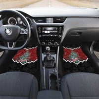 Personalised New Zealand Christmas Car Mats Xmas Fern and Kiwi Birds LT7 Set 2pcs - Front Black - Polynesian Pride