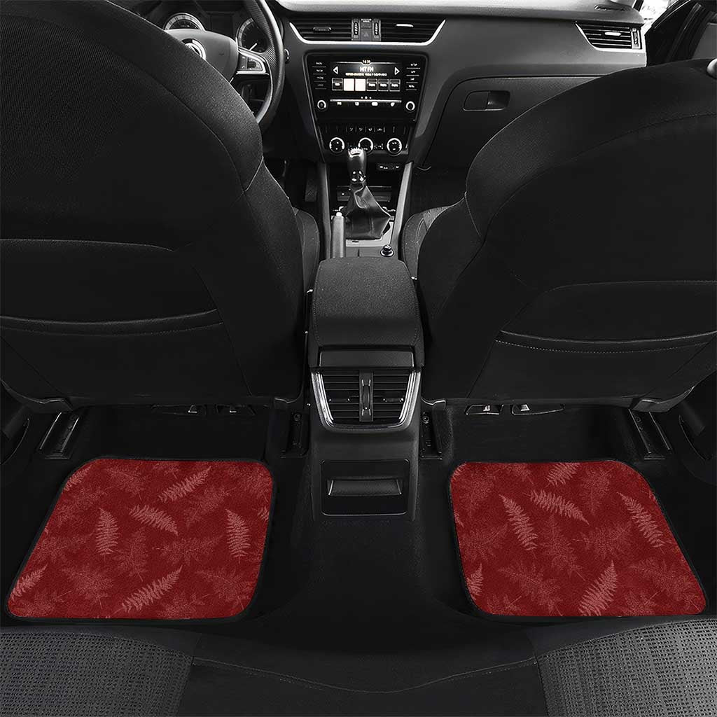 Personalised New Zealand Christmas Car Mats Xmas Fern and Kiwi Birds LT7 Set 2pcs - Back Black - Polynesian Pride