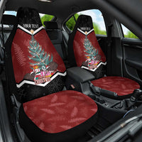 Personalised New Zealand Christmas Car Seat Cover Xmas Fern and Kiwi Birds LT7 One Size Black - Polynesian Pride