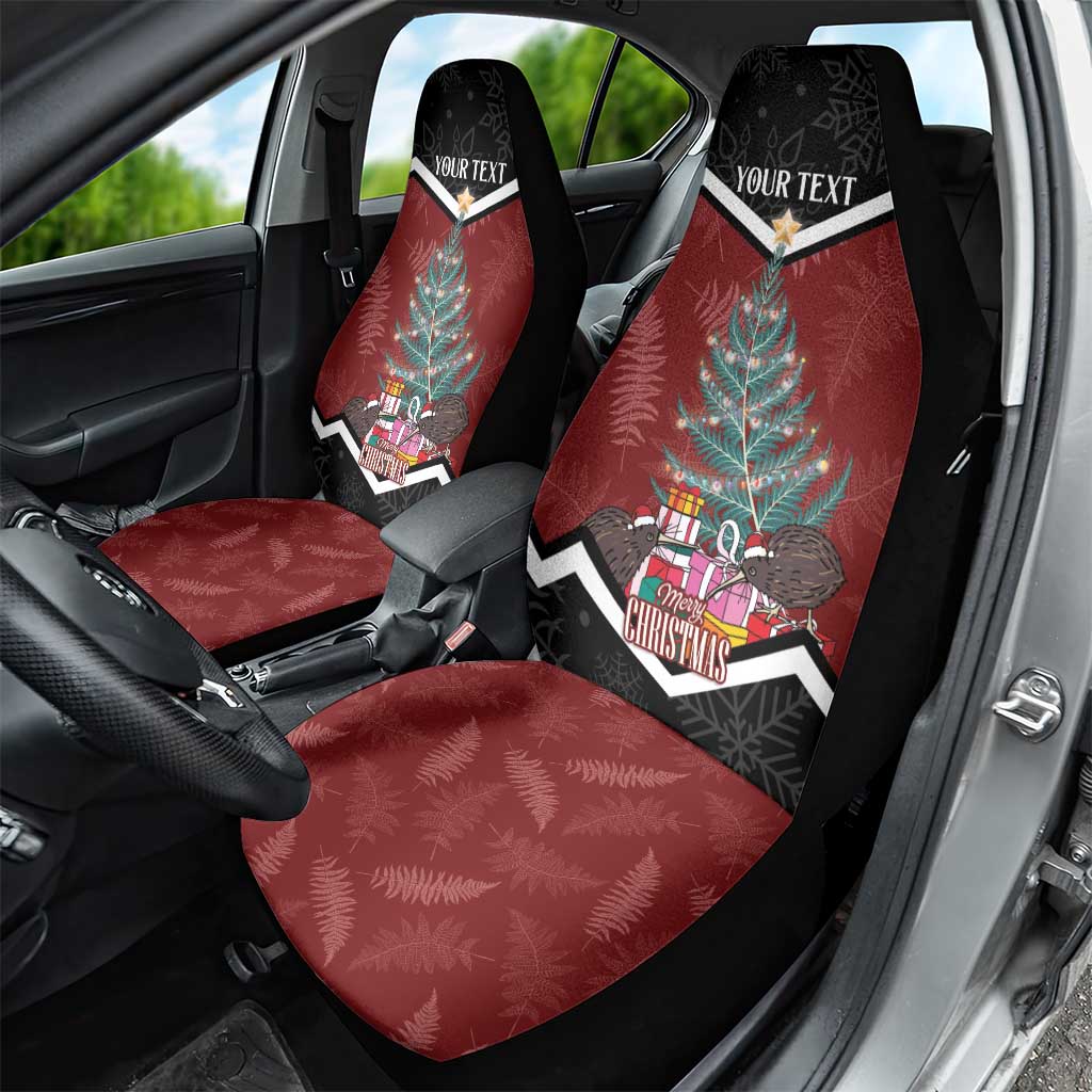 Personalised New Zealand Christmas Car Seat Cover Xmas Fern and Kiwi Birds LT7 - Polynesian Pride