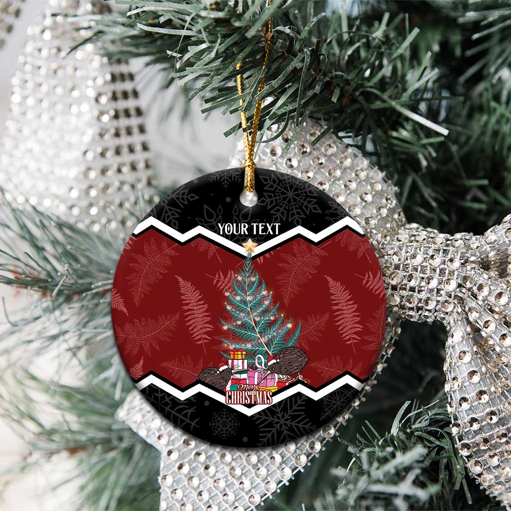 Personalised New Zealand Christmas Ceramic Ornament Xmas Fern and Kiwi Birds LT7 - Polynesian Pride