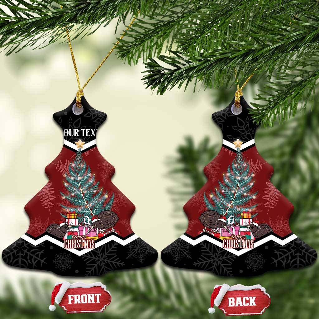 Personalised New Zealand Christmas Ceramic Ornament Xmas Fern and Kiwi Birds LT7 Christmas Tree Black - Polynesian Pride