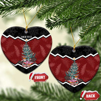 Personalised New Zealand Christmas Ceramic Ornament Xmas Fern and Kiwi Birds LT7 Heart Black - Polynesian Pride