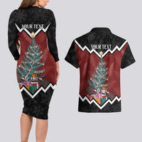 Personalised New Zealand Christmas Couples Matching Long Sleeve Bodycon Dress and Hawaiian Shirt Xmas Fern and Kiwi Birds LT7 - Polynesian Pride