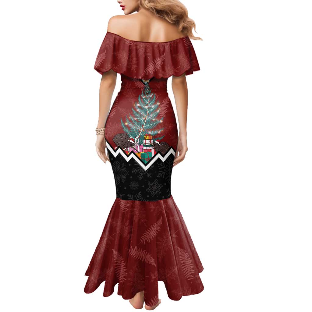 Personalised New Zealand Christmas Family Matching Mermaid Dress and Hawaiian Shirt Xmas Fern and Kiwi Birds LT7 - Polynesian Pride