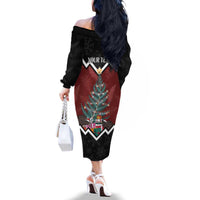 Personalised New Zealand Christmas Family Matching Off The Shoulder Long Sleeve Dress and Hawaiian Shirt Xmas Fern and Kiwi Birds LT7 - Polynesian Pride