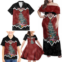 Personalised New Zealand Christmas Family Matching Off Shoulder Maxi Dress and Hawaiian Shirt Xmas Fern and Kiwi Birds LT7 - Polynesian Pride