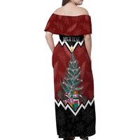 Personalised New Zealand Christmas Family Matching Off Shoulder Maxi Dress and Hawaiian Shirt Xmas Fern and Kiwi Birds LT7 - Polynesian Pride
