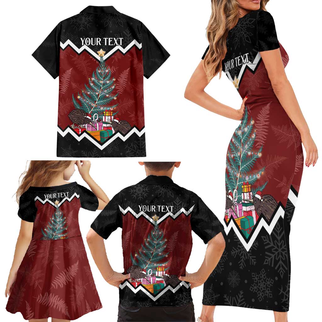 Personalised New Zealand Christmas Family Matching Short Sleeve Bodycon Dress and Hawaiian Shirt Xmas Fern and Kiwi Birds LT7 - Polynesian Pride