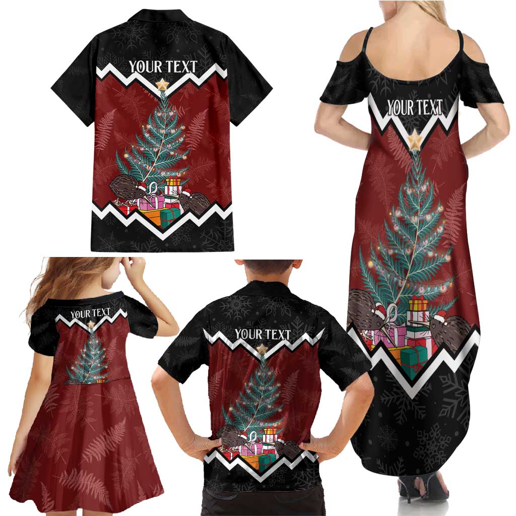 Personalised New Zealand Christmas Family Matching Summer Maxi Dress and Hawaiian Shirt Xmas Fern and Kiwi Birds LT7 - Polynesian Pride