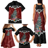 Personalised New Zealand Christmas Family Matching Tank Maxi Dress and Hawaiian Shirt Xmas Fern and Kiwi Birds LT7 - Polynesian Pride