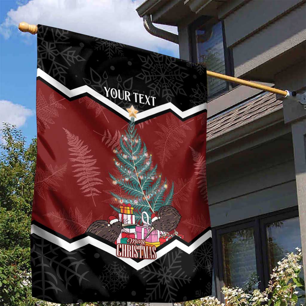 Personalised New Zealand Christmas Garden Flag Xmas Fern and Kiwi Birds LT7 - Polynesian Pride