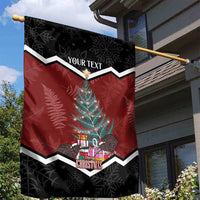 Personalised New Zealand Christmas Garden Flag Xmas Fern and Kiwi Birds LT7 - Polynesian Pride