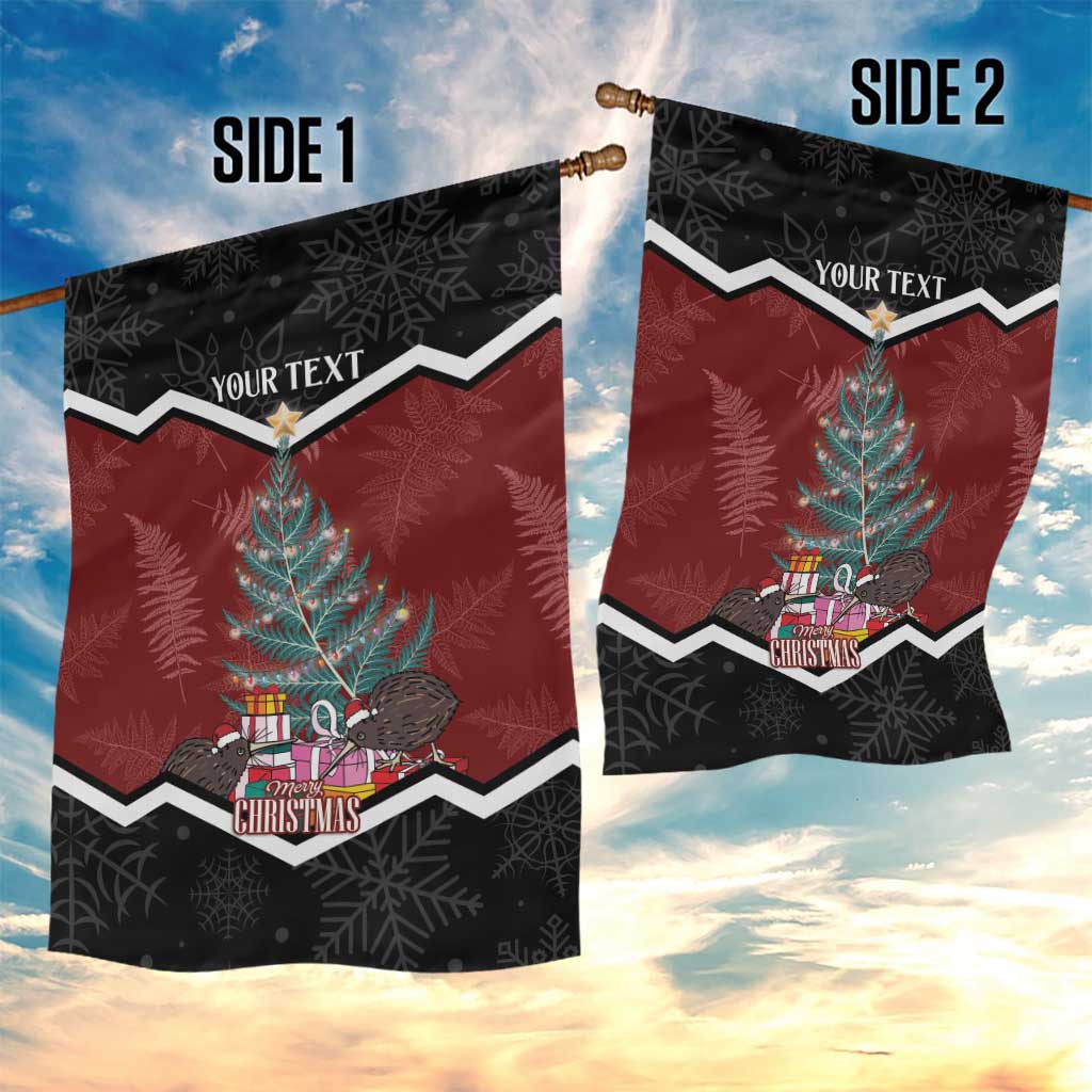 Personalised New Zealand Christmas Garden Flag Xmas Fern and Kiwi Birds LT7 - Polynesian Pride