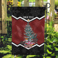 Personalised New Zealand Christmas Garden Flag Xmas Fern and Kiwi Birds LT7 Garden Flag Black - Polynesian Pride