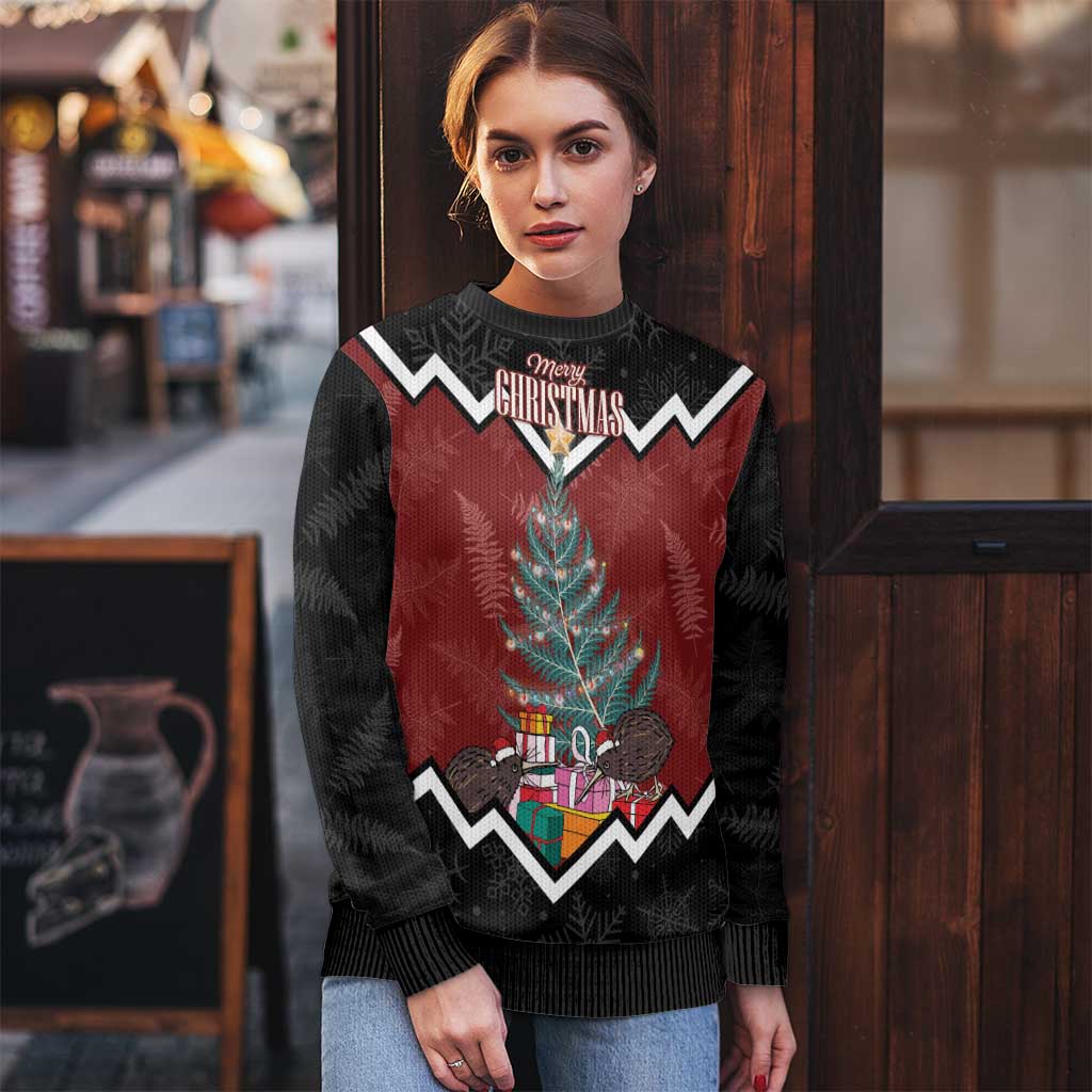 Personalised New Zealand Christmas Ugly Christmas Sweater Xmas Fern and Kiwi Birds LT7 - Polynesian Pride