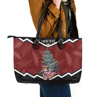 Personalised New Zealand Christmas Leather Tote Bag Xmas Fern and Kiwi Birds LT7 - Polynesian Pride