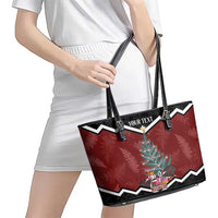 Personalised New Zealand Christmas Leather Tote Bag Xmas Fern and Kiwi Birds LT7 - Polynesian Pride