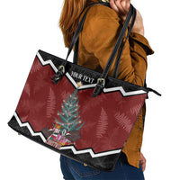 Personalised New Zealand Christmas Leather Tote Bag Xmas Fern and Kiwi Birds LT7 - Polynesian Pride
