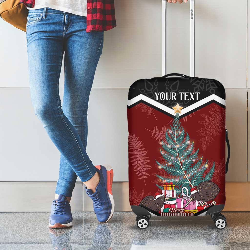 Personalised New Zealand Christmas Luggage Cover Xmas Fern and Kiwi Birds LT7 - Polynesian Pride