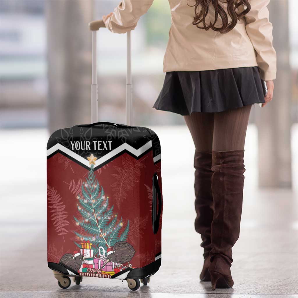Personalised New Zealand Christmas Luggage Cover Xmas Fern and Kiwi Birds LT7 - Polynesian Pride