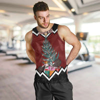 Personalised New Zealand Christmas Men Tank Top Xmas Fern and Kiwi Birds LT7 Black - Polynesian Pride