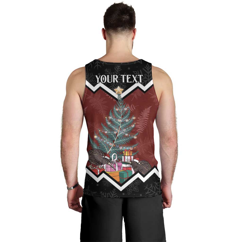 Personalised New Zealand Christmas Men Tank Top Xmas Fern and Kiwi Birds LT7 - Polynesian Pride