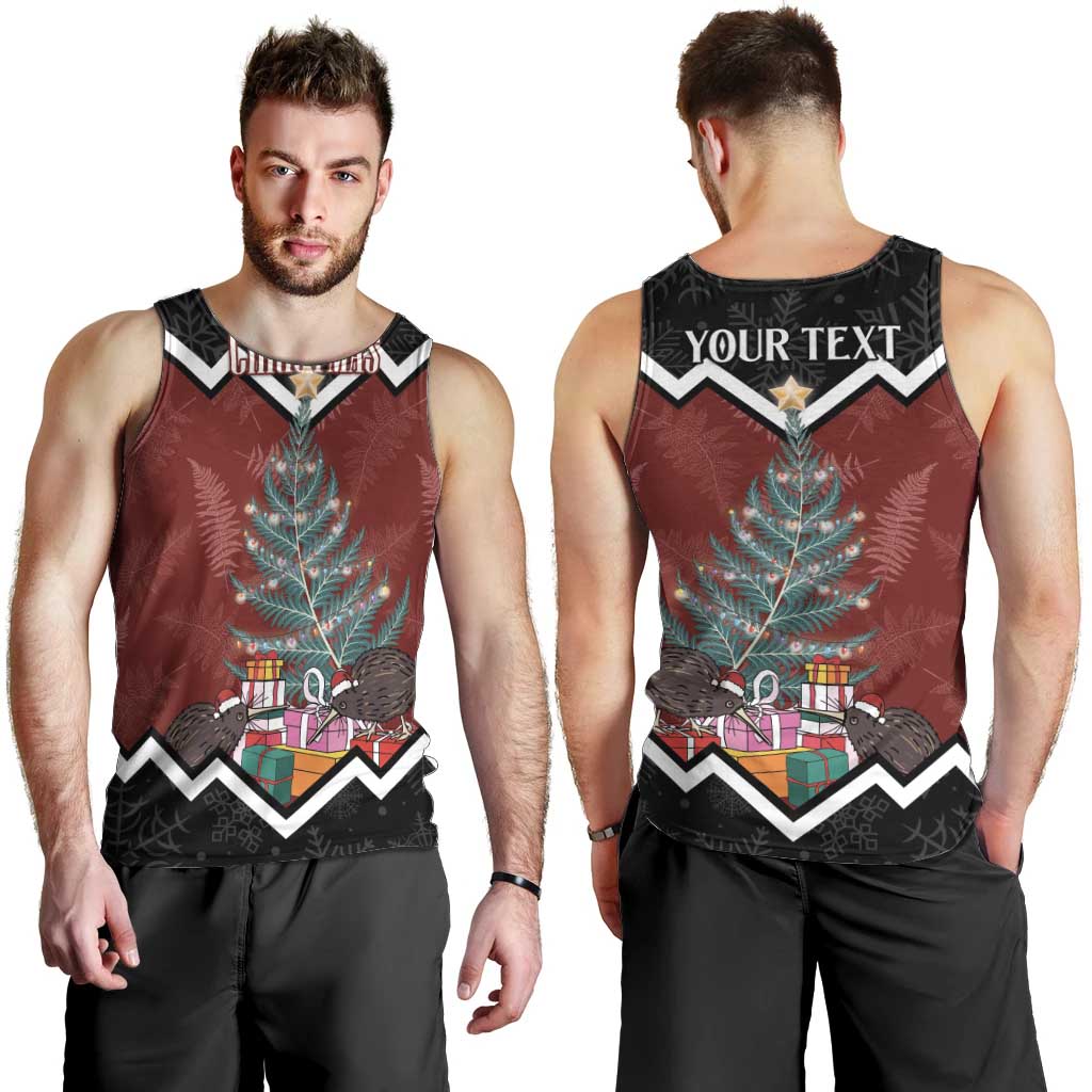 Personalised New Zealand Christmas Men Tank Top Xmas Fern and Kiwi Birds LT7 - Polynesian Pride