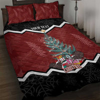 Personalised New Zealand Christmas Quilt Bed Set Xmas Fern and Kiwi Birds LT7 Black - Polynesian Pride