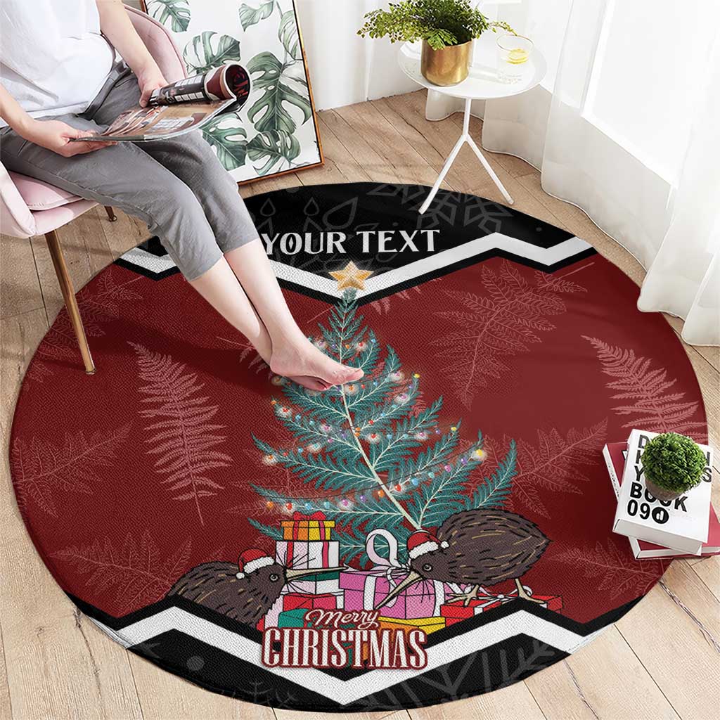 Personalised New Zealand Christmas Round Carpet Xmas Fern and Kiwi Birds LT7 - Polynesian Pride