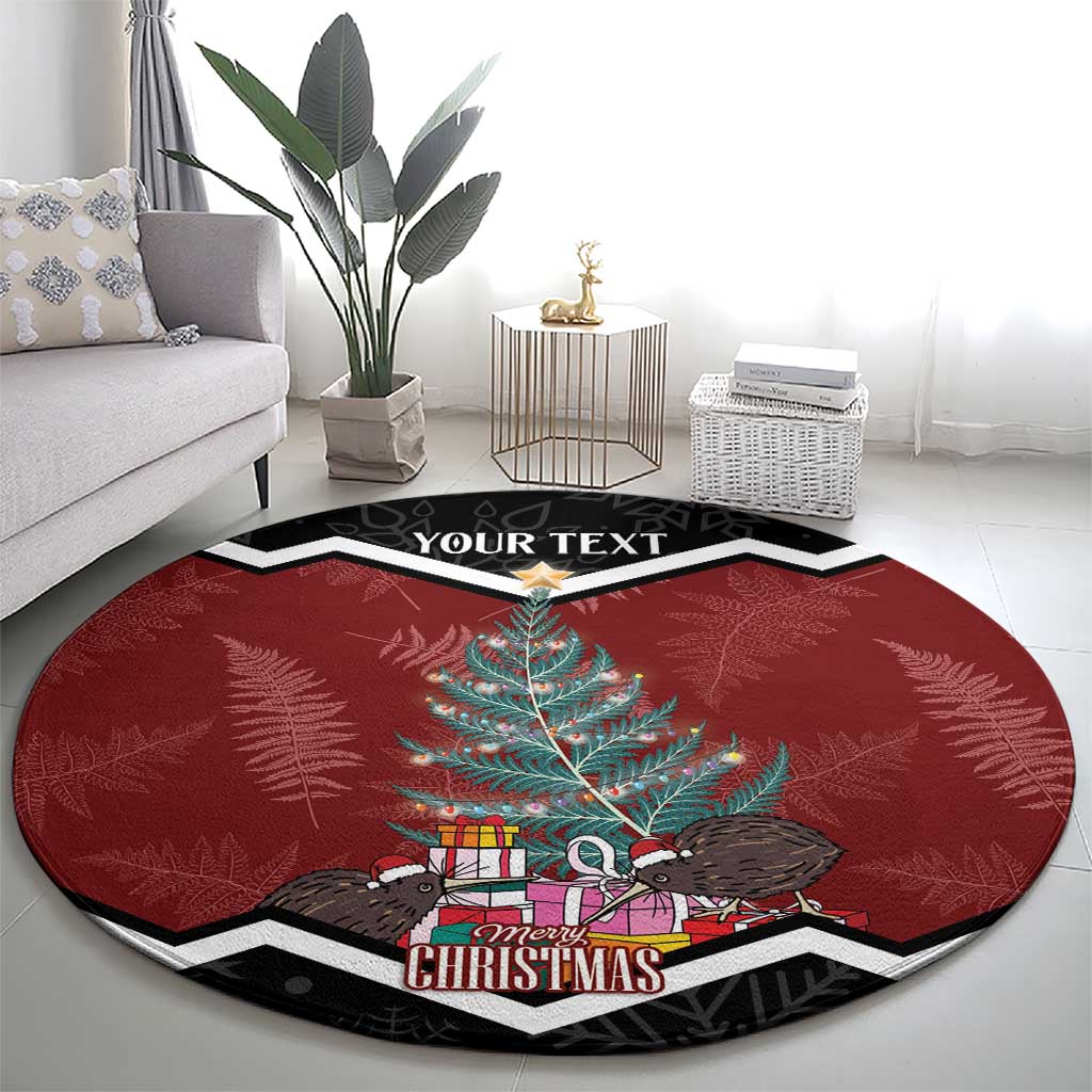 Personalised New Zealand Christmas Round Carpet Xmas Fern and Kiwi Birds LT7 - Polynesian Pride