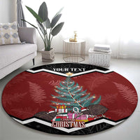 Personalised New Zealand Christmas Round Carpet Xmas Fern and Kiwi Birds LT7 - Polynesian Pride