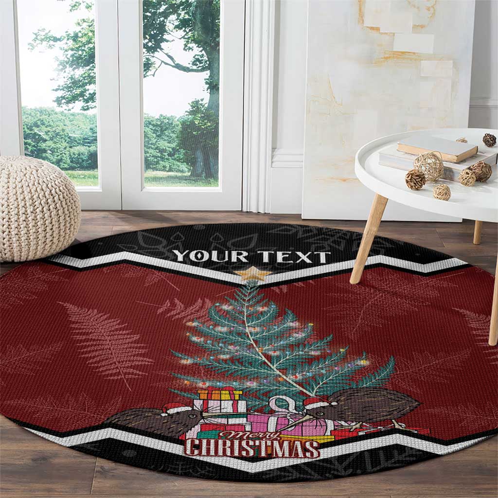 Personalised New Zealand Christmas Round Carpet Xmas Fern and Kiwi Birds LT7 - Polynesian Pride