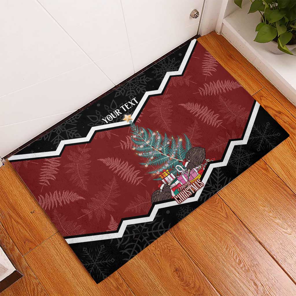 Personalised New Zealand Christmas Rubber Doormat Xmas Fern and Kiwi Birds LT7 - Polynesian Pride