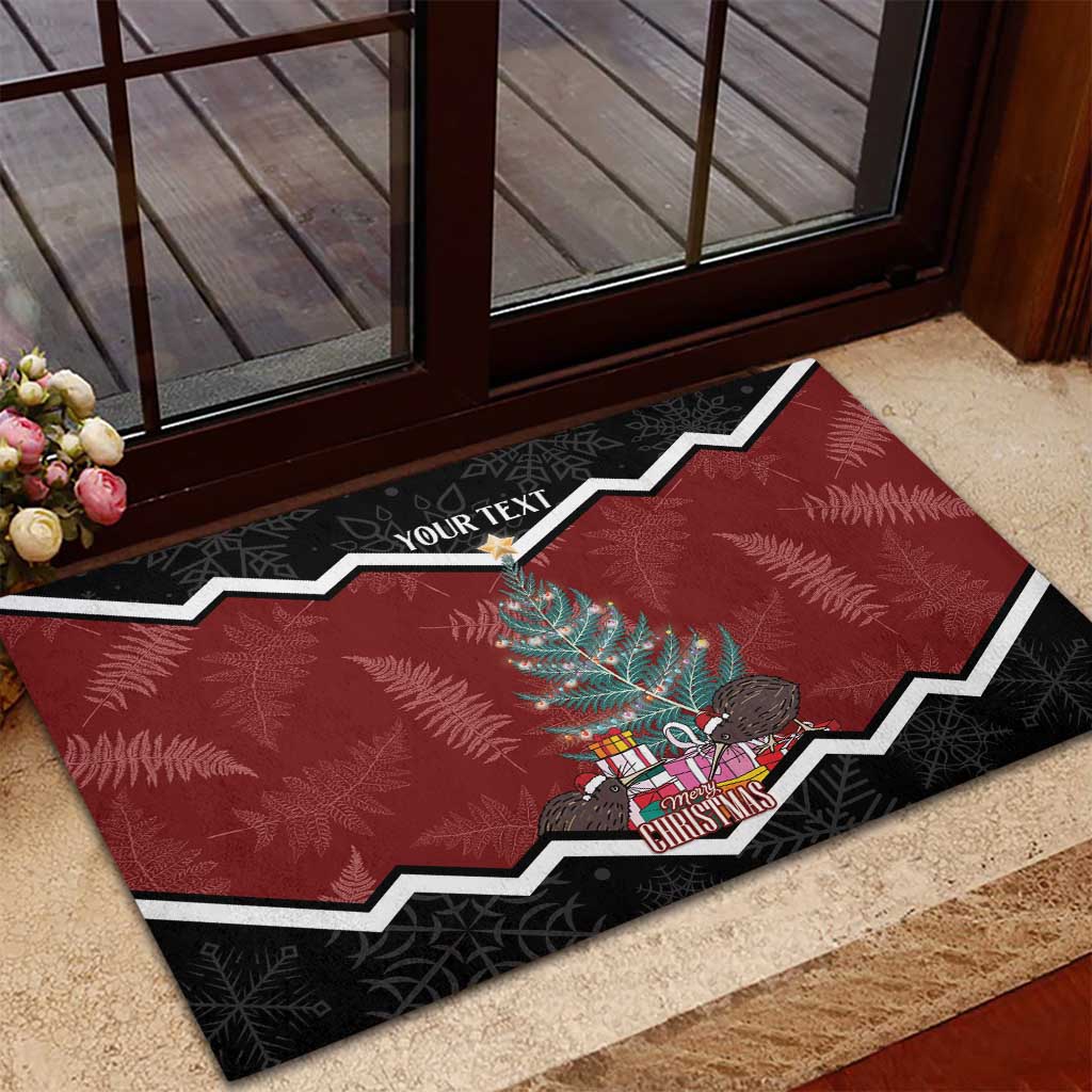 Personalised New Zealand Christmas Rubber Doormat Xmas Fern and Kiwi Birds LT7 - Polynesian Pride