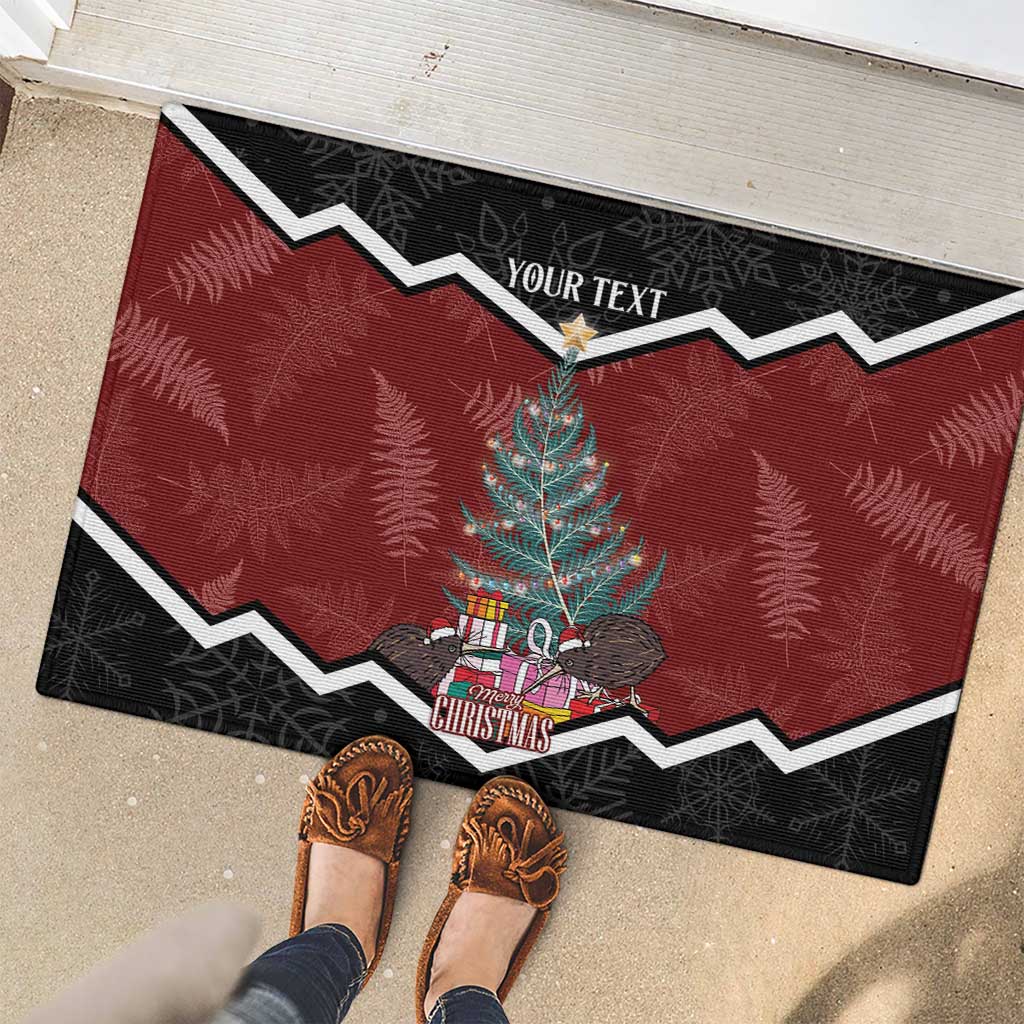 Personalised New Zealand Christmas Rubber Doormat Xmas Fern and Kiwi Birds LT7 - Polynesian Pride