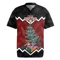 Personalised New Zealand Christmas Rugby Jersey Xmas Fern and Kiwi Birds LT7 Black - Polynesian Pride