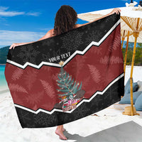 Personalised New Zealand Christmas Sarong Xmas Fern and Kiwi Birds LT7 One Size 44 x 66 inches Black - Polynesian Pride